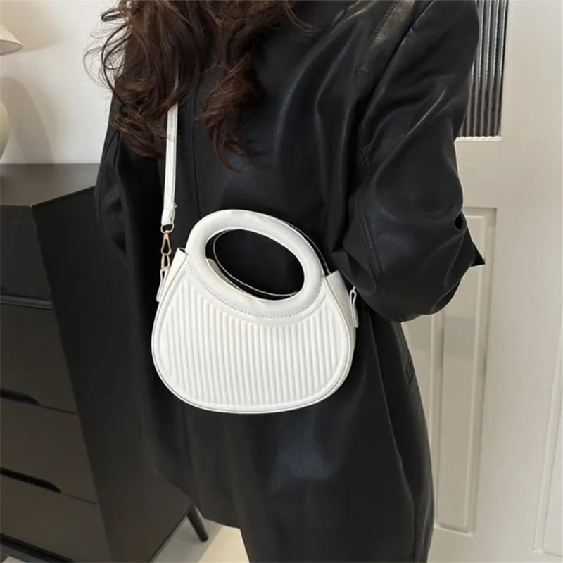 Sac Coquille Femme Rayures PU Zip Bandoulière – CLEVI Paris