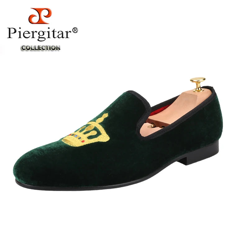 Loafers Velours Broderie Couronne Homme – CLEVI Paris