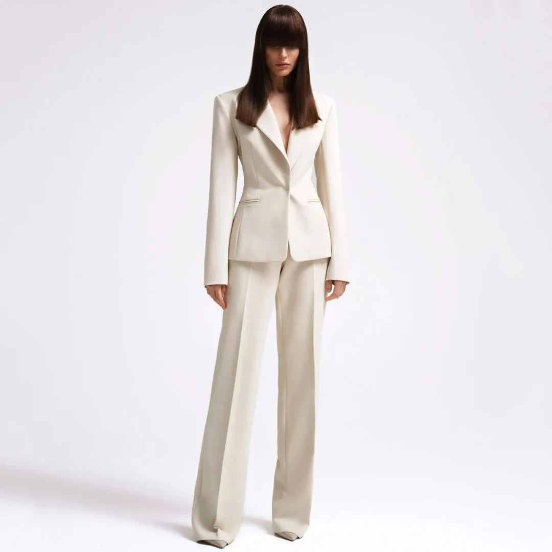 Tailleur 2 Pièces Femme Blazer Pantalon Revers Cranté 13 Coloris – CLEVI Paris