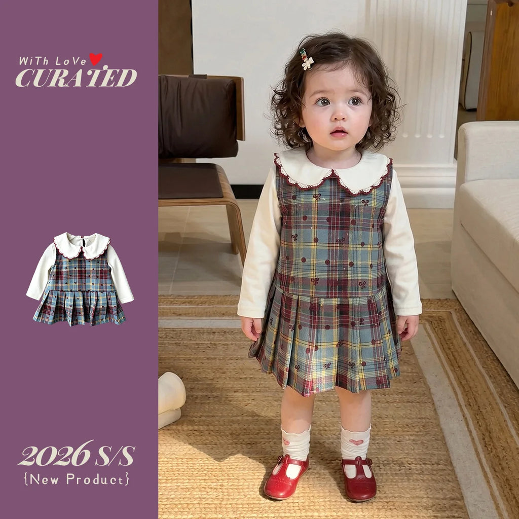 Ensemble bébé fille jupe et gilet à carreaux – CLEVI Paris