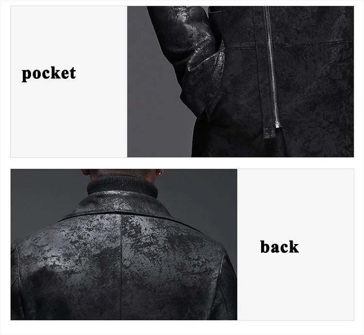 Manteau homme en cuir noir à zip asymétrique – CLEVI Paris