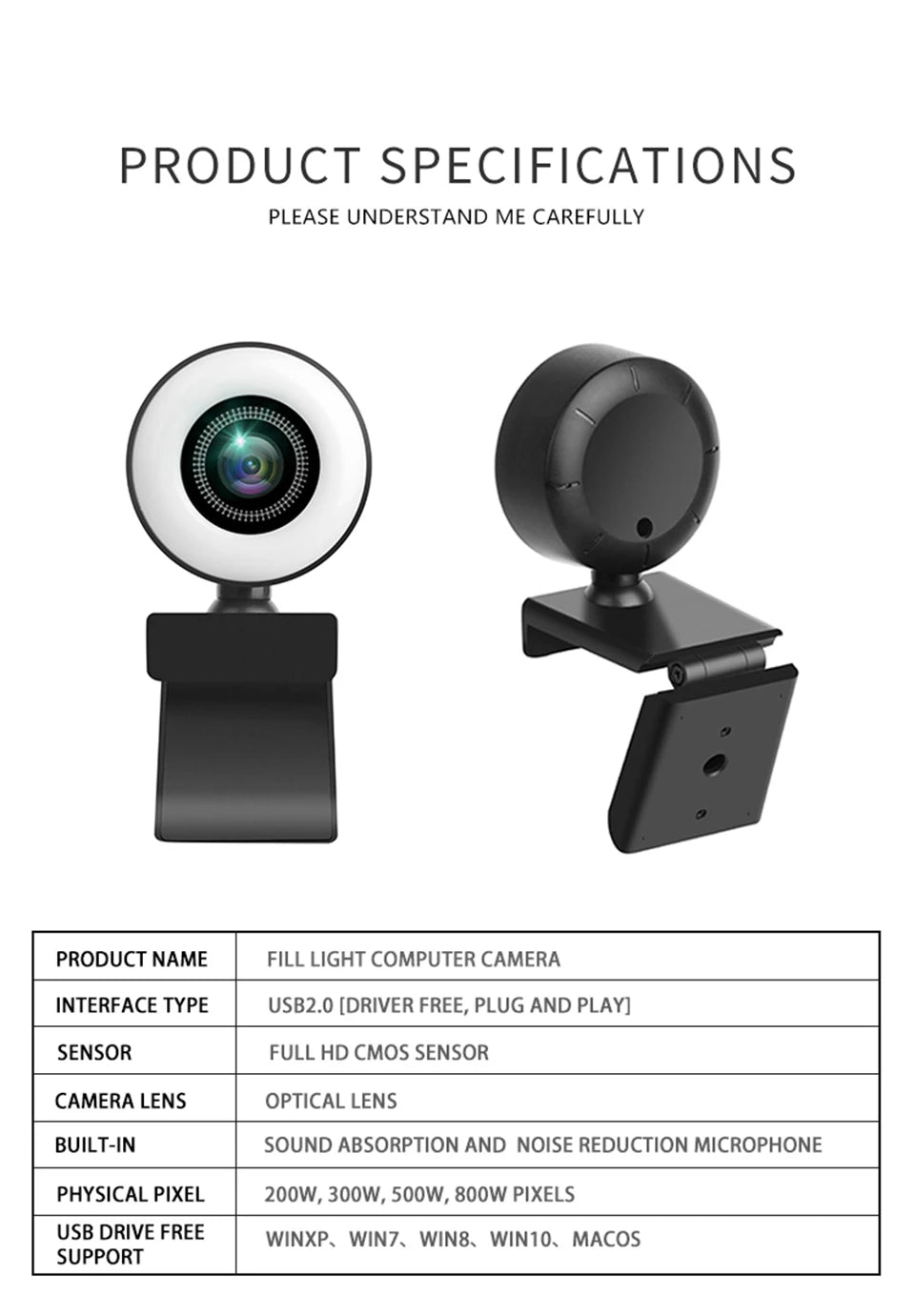 Webcam 1080P Anneau Lumineux Micro USB Live – CLEVI Paris