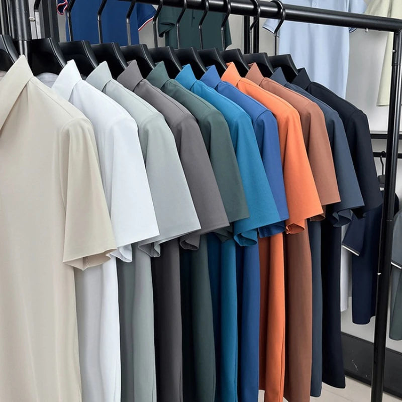 Polo Homme Sans Coutures Séchage Rapide Nylon-Spandex Col Renforcé 12 Couleurs M-4XL – CLEVI Paris