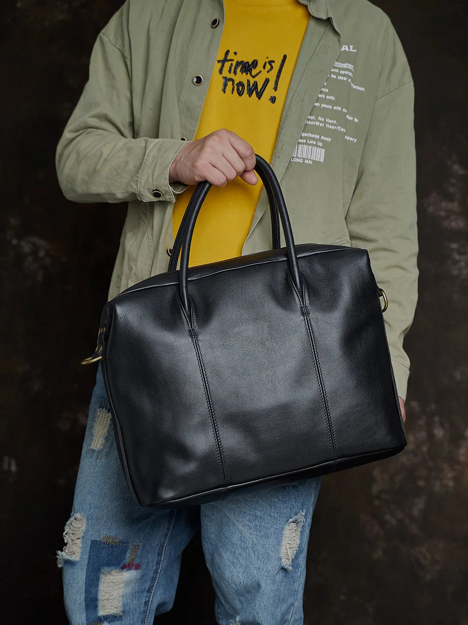 Serviette Homme Cuir Vache Rétro Business Laptop 14" 39x10x30cm – CLEVI Paris