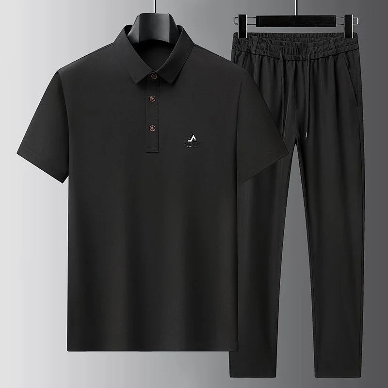 Ensemble 2 Pièces Homme T-shirt Ice Silk + Pantalon Long Été Grande Taille KOLMAKOV – 5 Coloris, M à 4XL – CLEVI Paris
