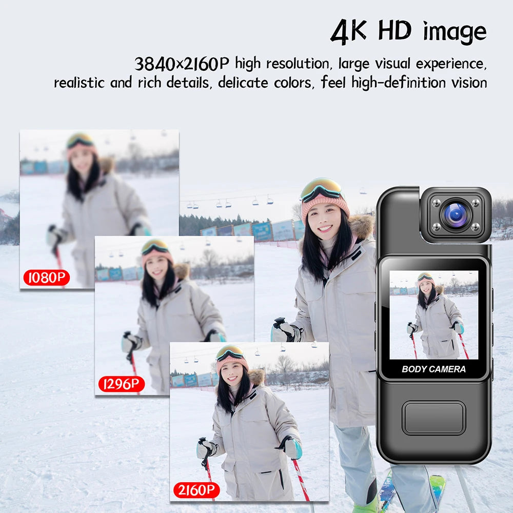 Mini Caméra Corporelle Occkic – 4K WiFi Hotspot Vision Nocturne IR 8h Écran 1,54" Clip Dorsal Sport Police – CLEVI Paris