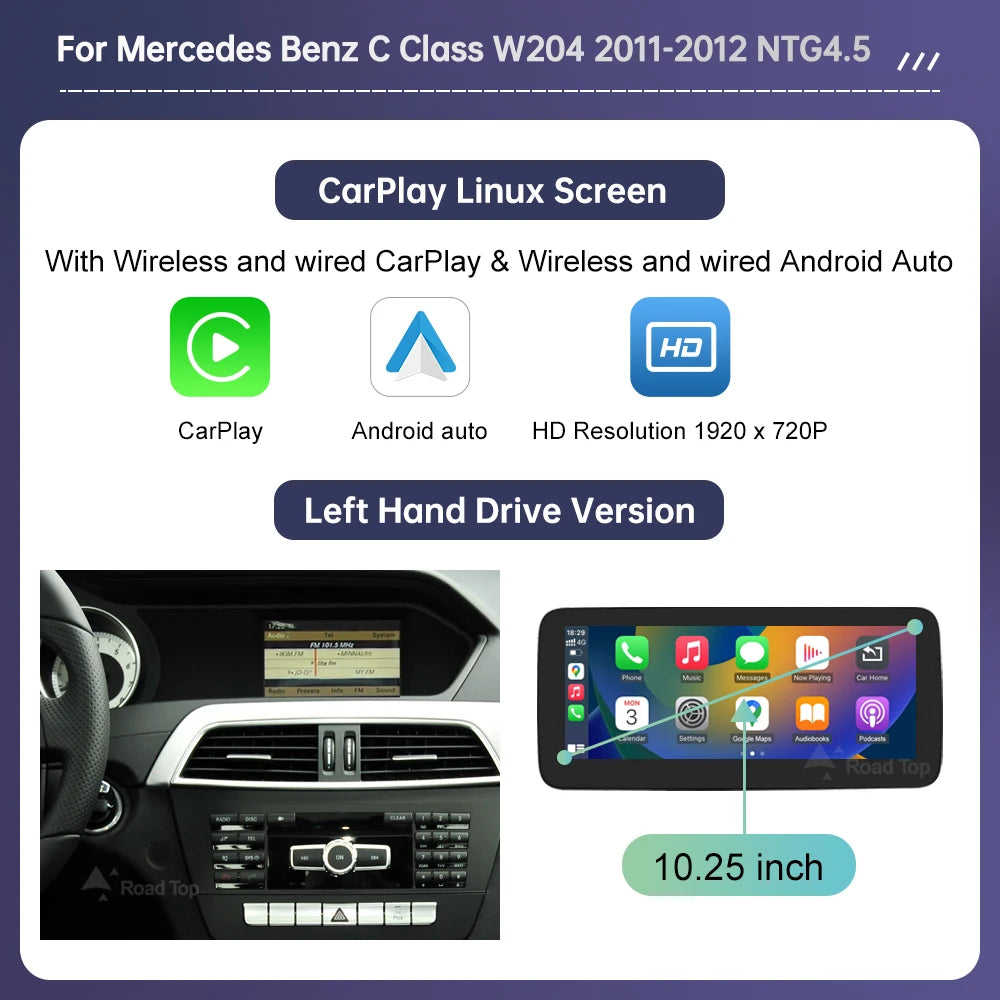Écran CarPlay Mercedes W204 NTG4.5 – CLEVI Paris