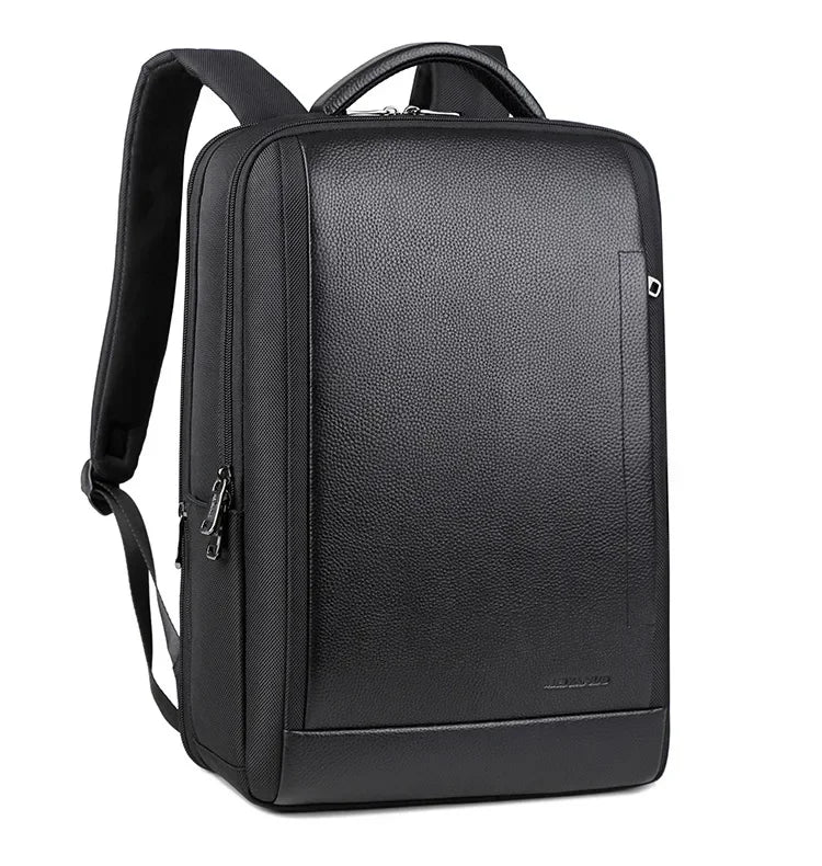 Sac à Dos Homme Cuir Vache & Oxford 42x30cm 20-35L Coussin d’Air – CLEVI Paris