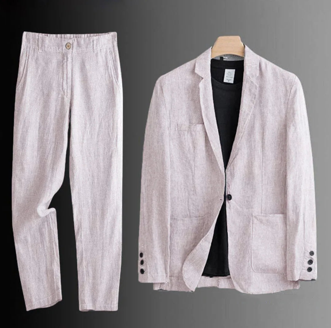 Costume Homme 2 Pièces Lin Léger Slim Fit – CLEVI Paris