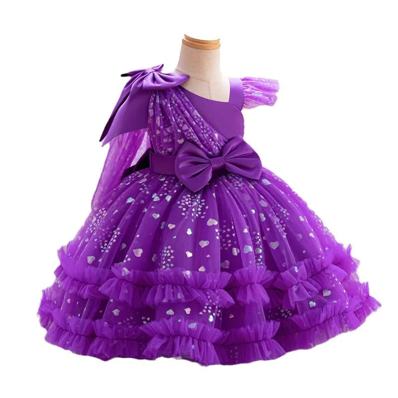 Robe cérémonie fille asymétrique D5982 – CLEVI Paris