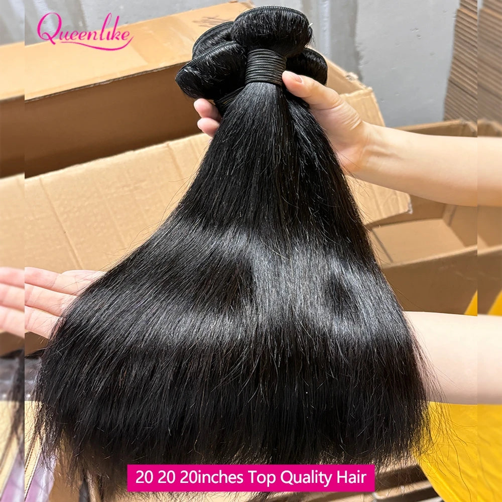 3 Mèches Straight Cheveux Humains Brésiliens Remy 12A + Closure 2x6 HD Lace – CLEVI Paris