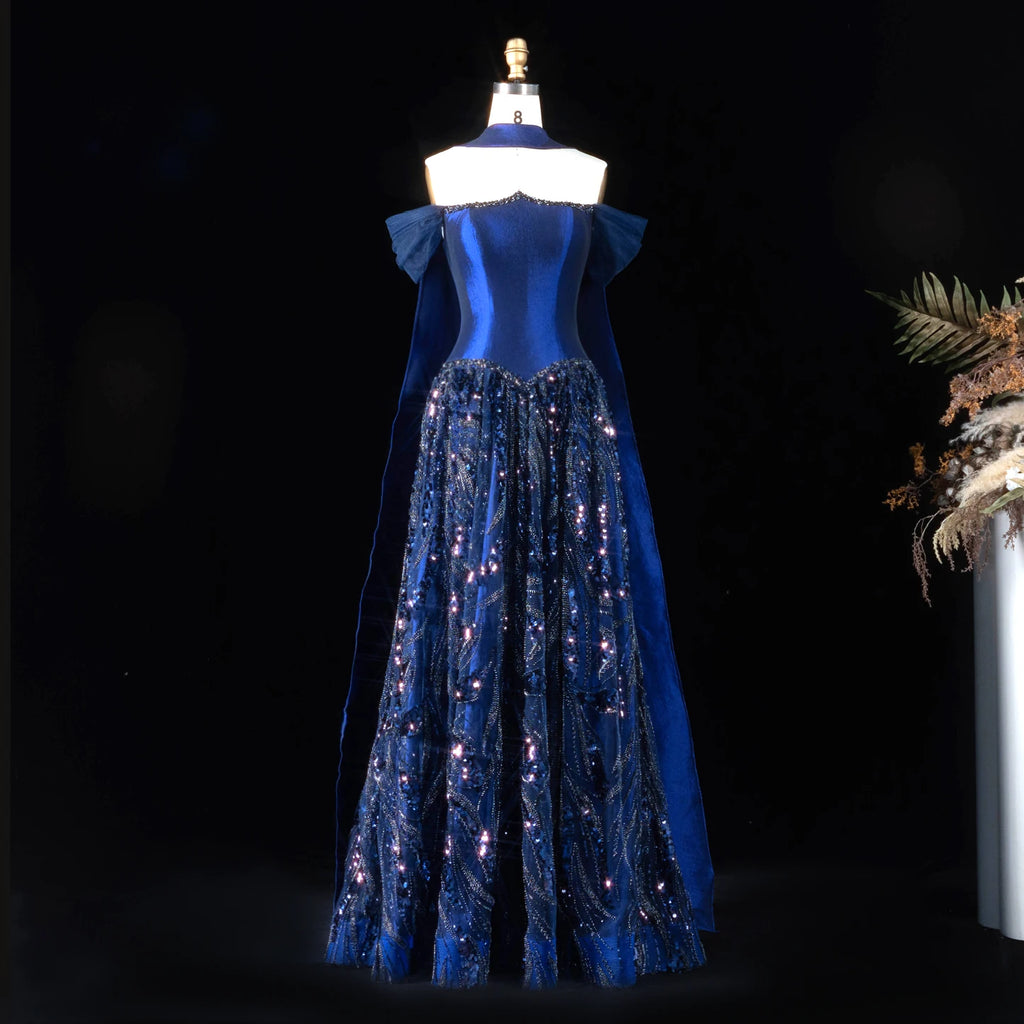 Robe de soirée épaules dénudées perlée – CLEVI Paris