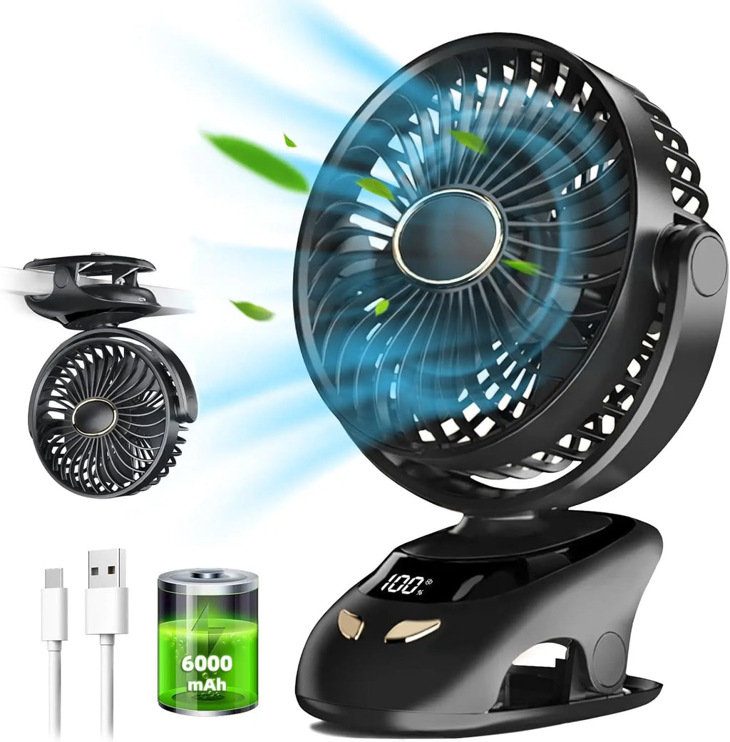 Ventilateur à pince rechargeable 5 vitesses – CLEVI Paris