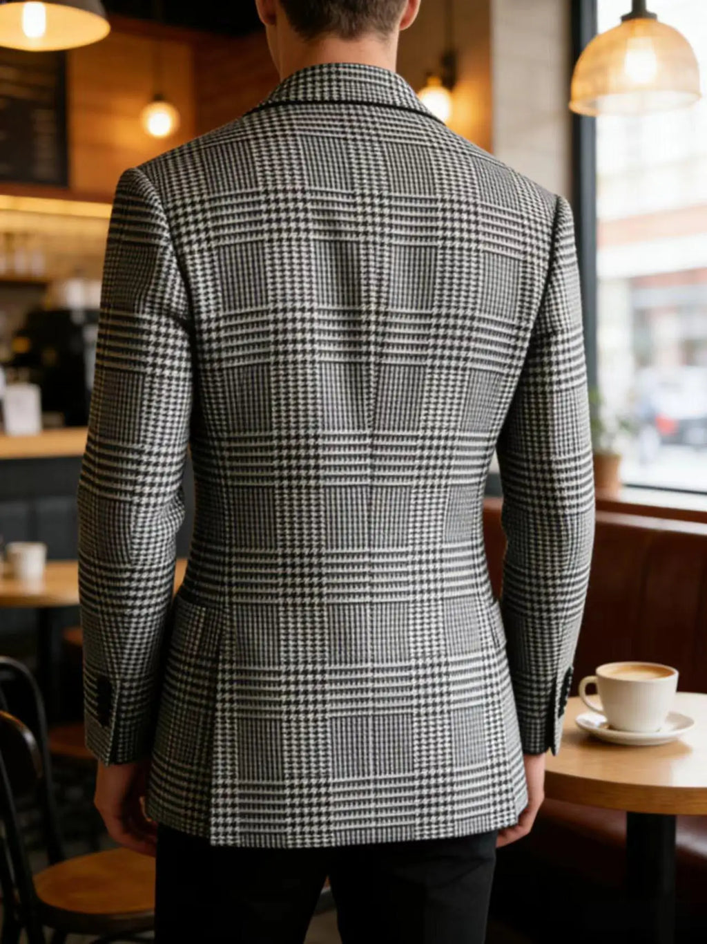 Blazer homme à carreaux en laine mélangée – CLEVI Paris