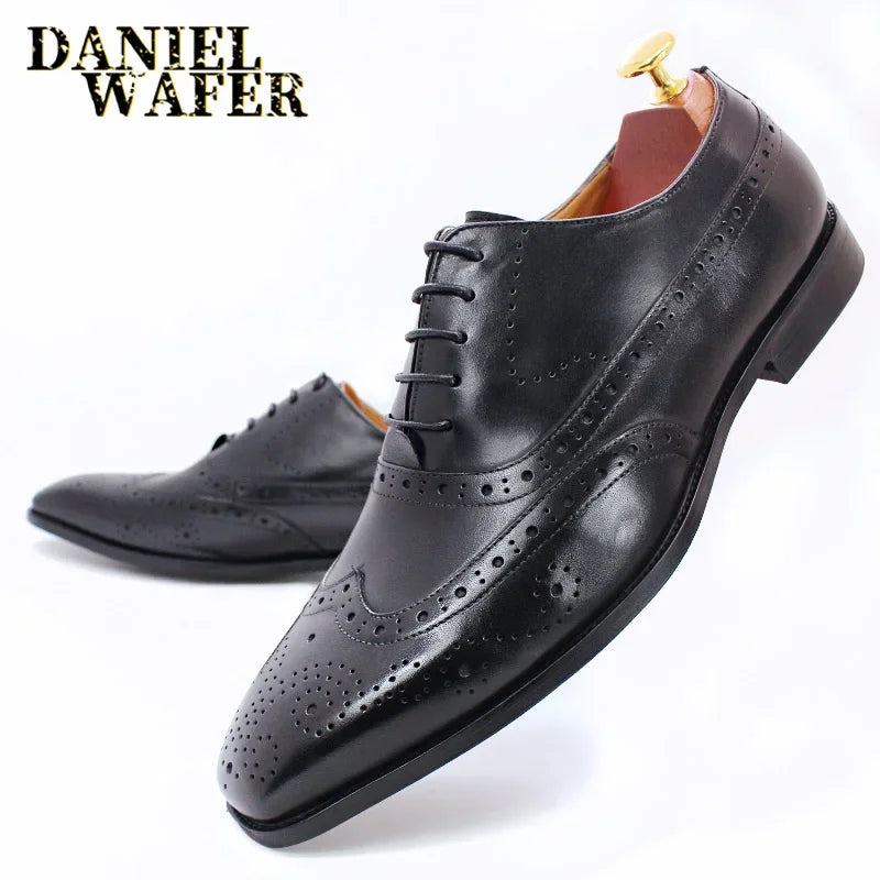 Oxford brogue homme en cuir à lacets – CLEVI Paris