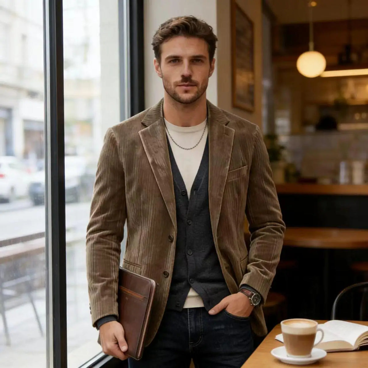 Blazer homme en velours côtelé, coupe ajustée – CLEVI Paris