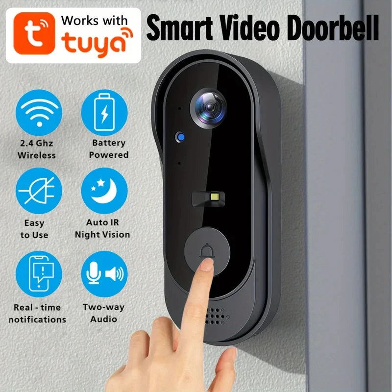 Sonnette Vidéo Connectée WiFi Tuya – Vision Nocturne & Audio Bidirectionnel – CLEVI Paris