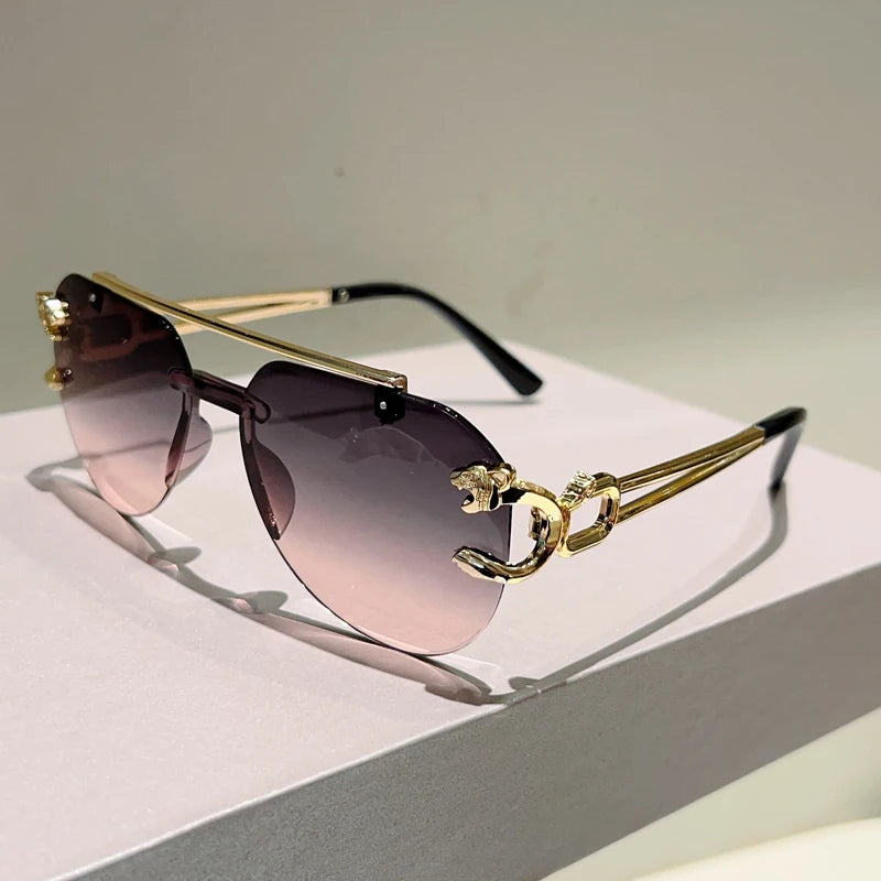 Lunettes de Soleil Aviateur Sans Monture Biseautées Dégradé UV400 Femme – CLEVI Paris