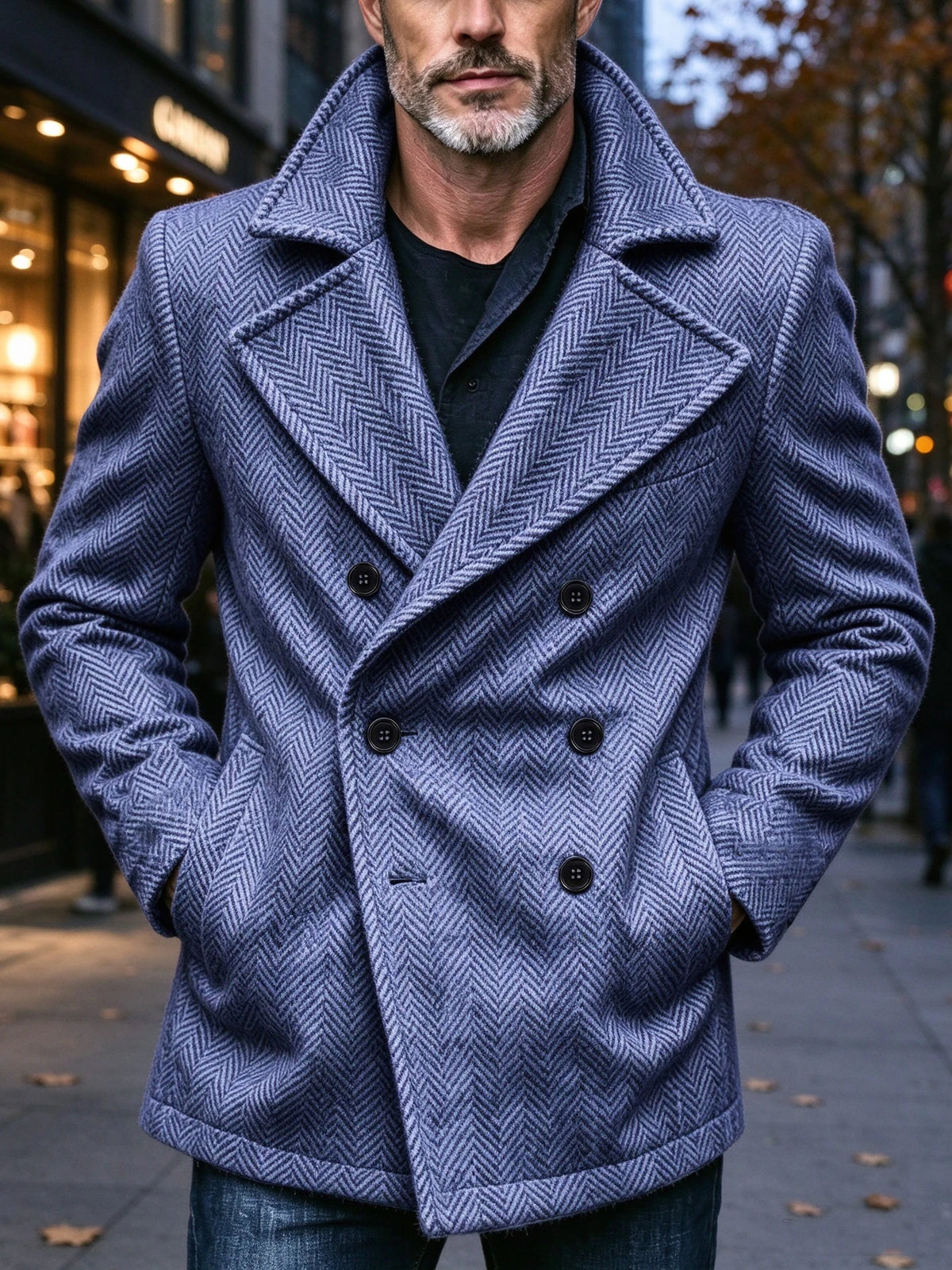 Manteau homme court à chevrons en laine mélangée – CLEVI Paris