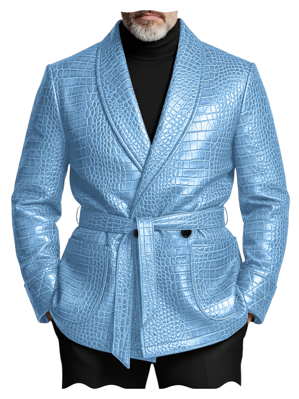 Blazer homme ceinturé à motif crocodile – CLEVI Paris
