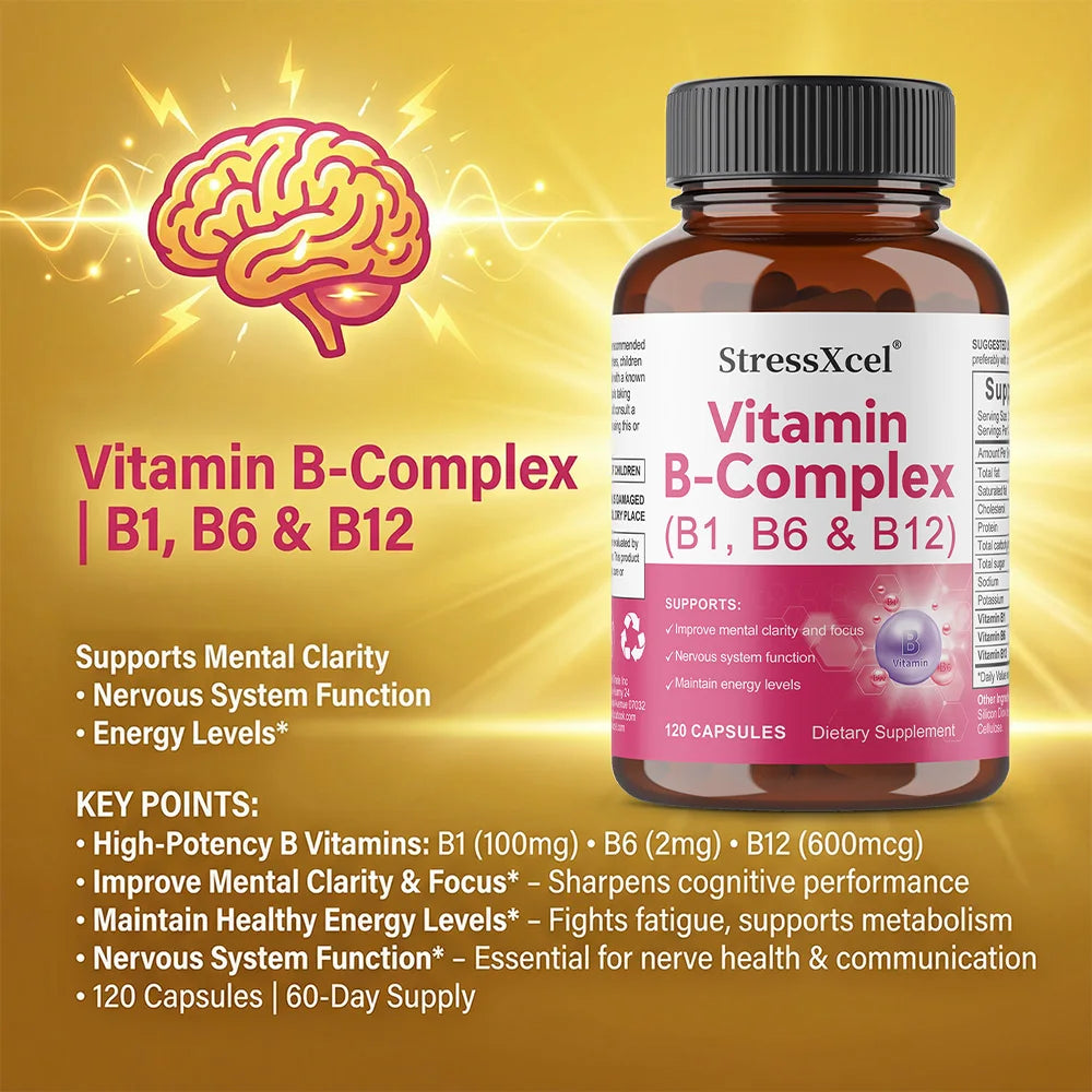 Complexe vitamines B1 B6 B12, 60 capsules – CLEVI Paris