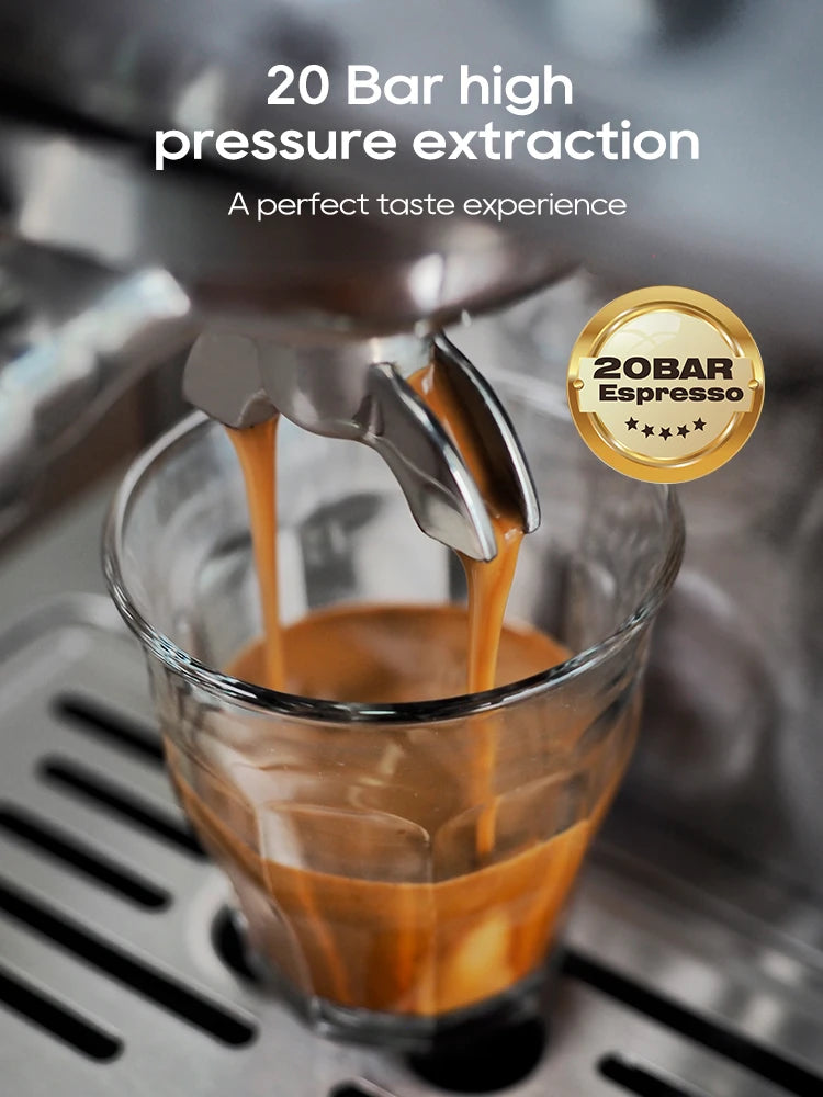 Hiinvasive-Machine à café expresso semi-automatique, température réglable, porte-filtre 58mm, cafetière froide et chaude, boîtier en métal, W 20 bars, H10A