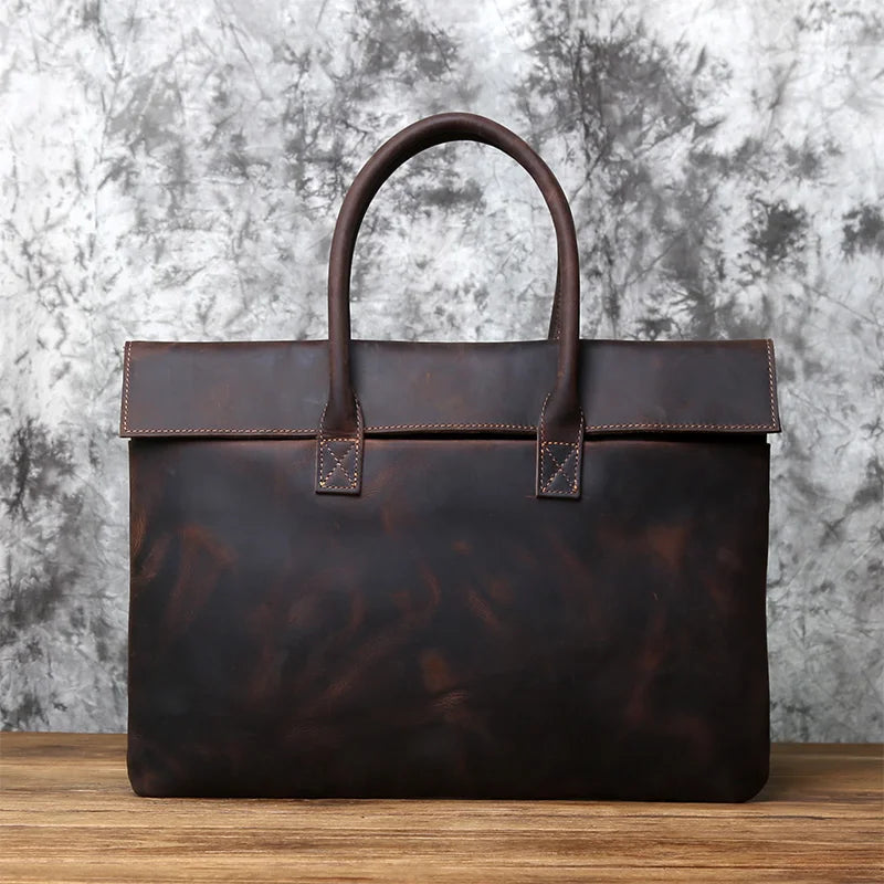 Serviette Homme Cuir Vache Rétro Laptop 15"/16" – CLEVI Paris