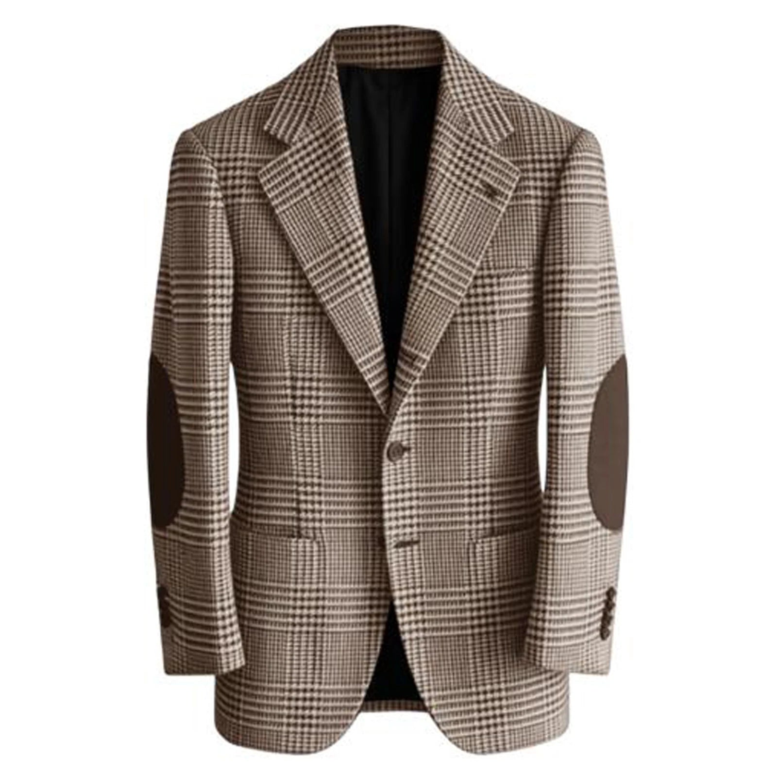 Blazer Homme Tweed Carreaux Rétro Slim Fit Patches Coudes Bureau Casual – CLEVI Paris