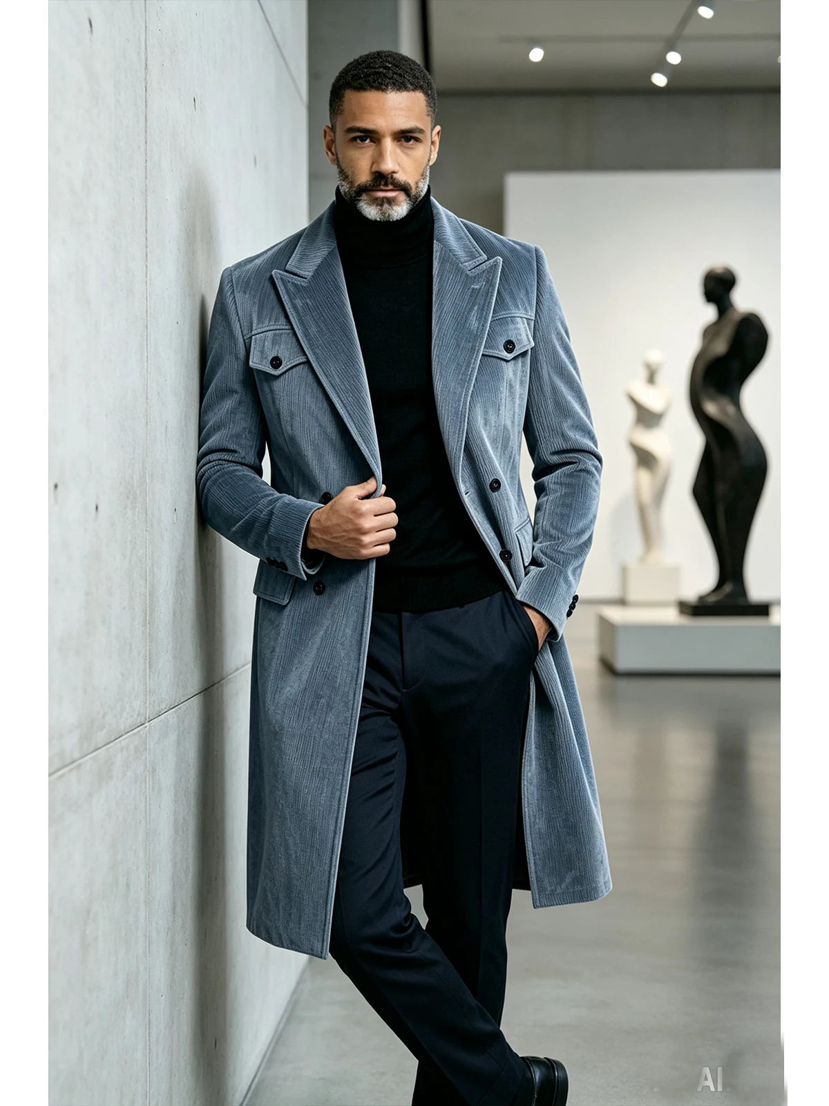 Manteau long homme en velours côtelé – CLEVI Paris