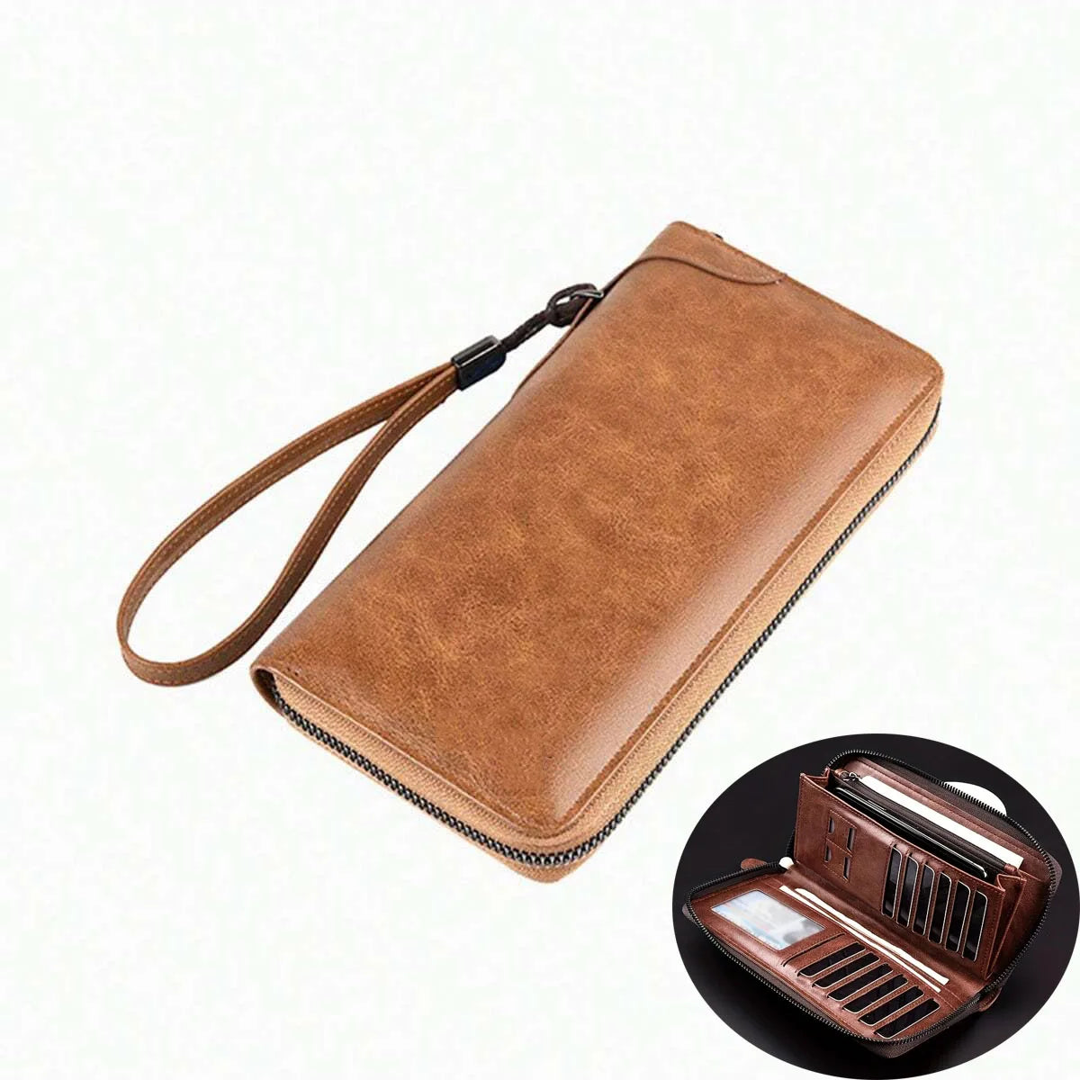 Portefeuille Long Unisexe PU Anti-RFID Fermeture Éclair Business 3 Coloris – CLEVI Paris