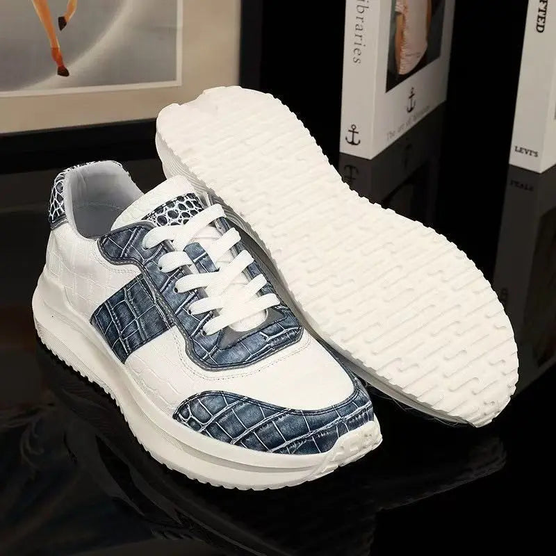 Sneakers basses homme bleues à lacets – CLEVI Paris