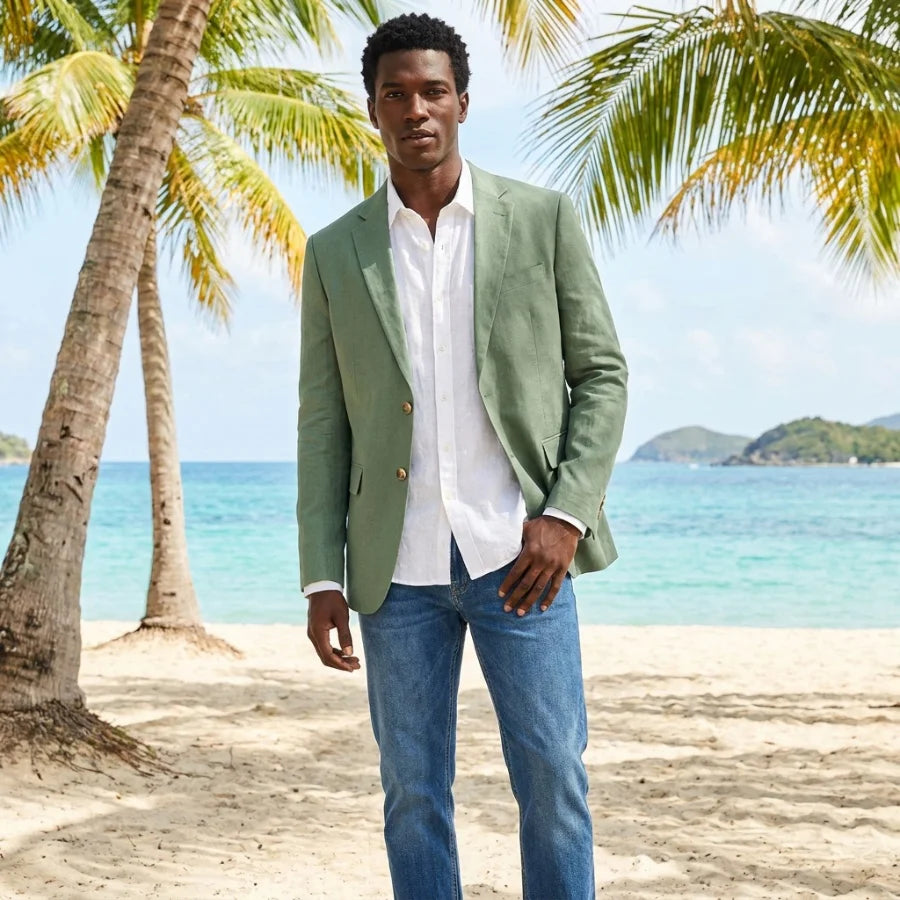 Blazer homme en lin mélangé, coupe ajustée – CLEVI Paris