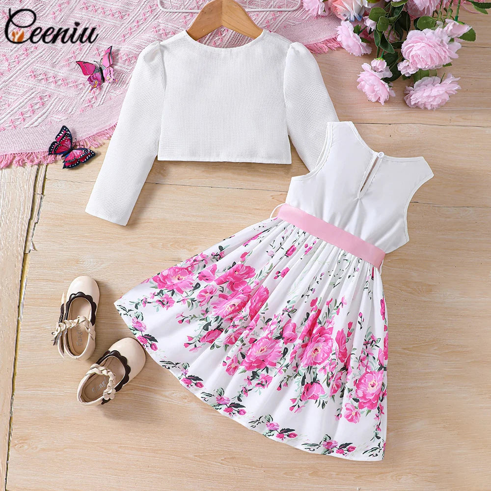 Ensemble fille cardigan et robe imprimée – CLEVI Paris