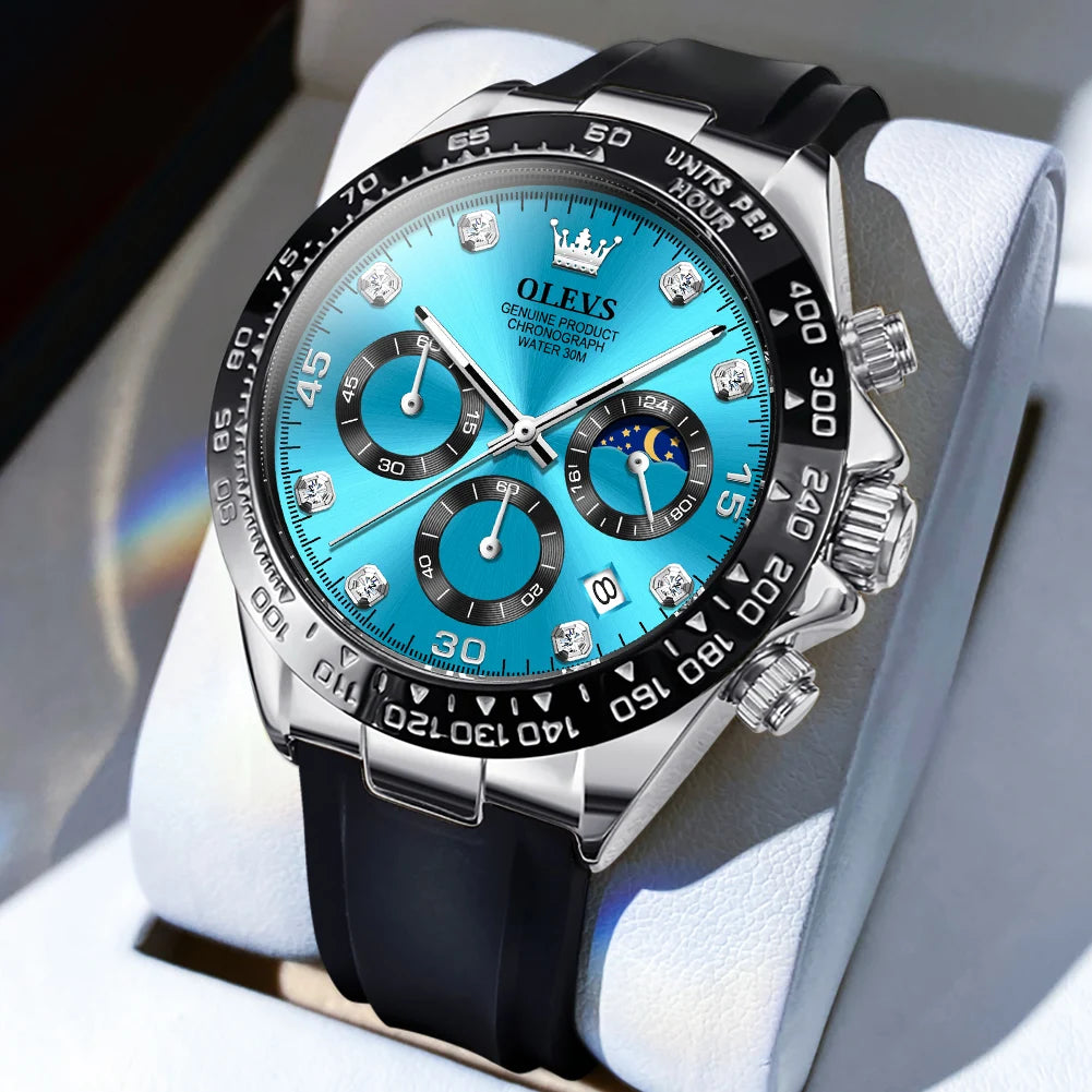 Montre Quartz Chronographe Phase de Lune OLEVS Homme – CLEVI Paris