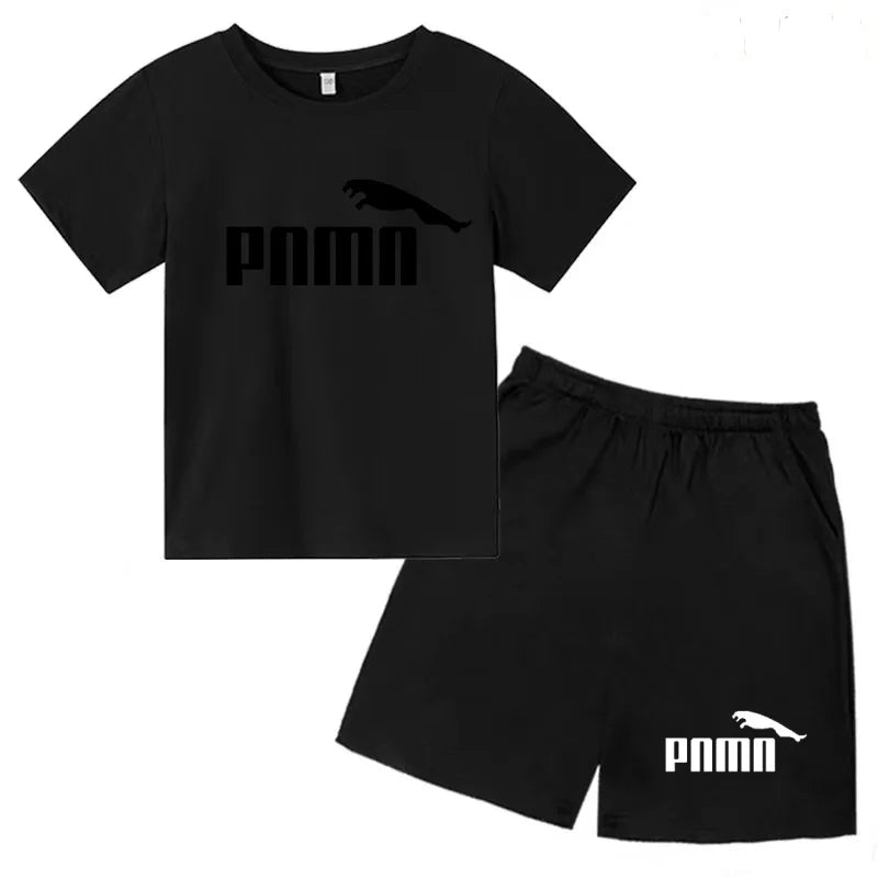 Ensemble enfant T-shirt à lettres et short uni – CLEVI Paris