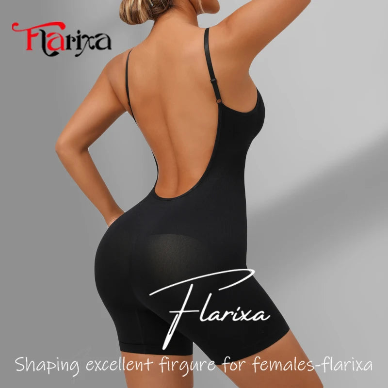 Combinaison Gainante Dos Nu Sans Coutures Femme Ventre Plat Remonte-Fesses Cuisses Affinées – CLEVI Paris
