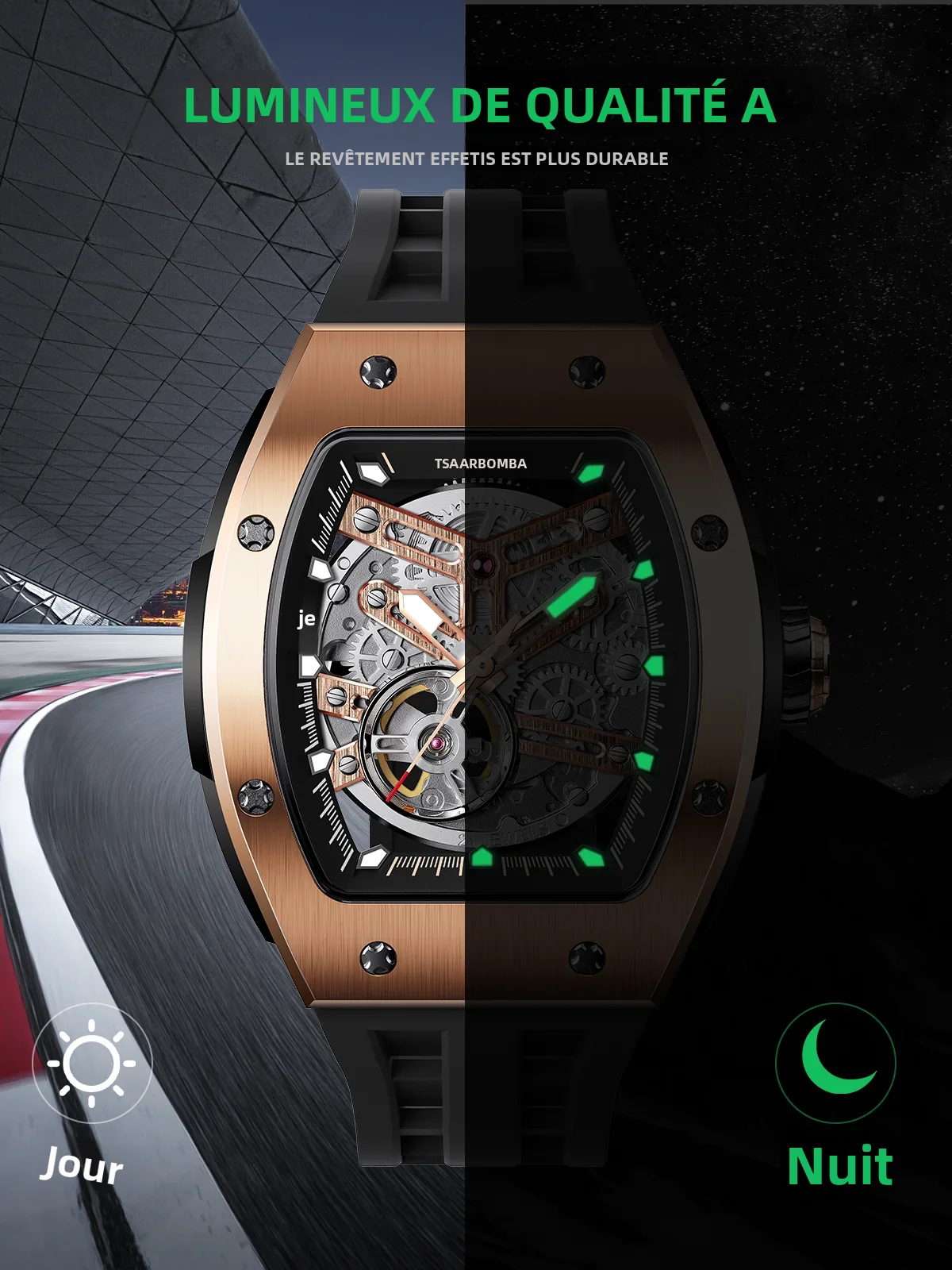 Montre Homme Automatique Squelette Tonneau Cyber Tsar Bomba TB8228A – CLEVI Paris