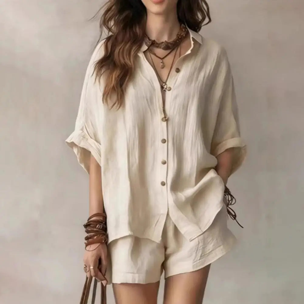 Ensemble femme chemise manches courtes et short – CLEVI Paris
