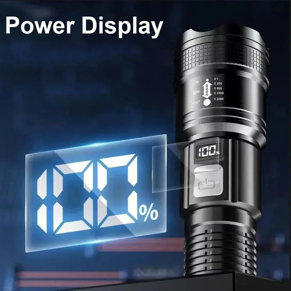 Lampe Torche LED Tactique Rechargeable USB Zoom 1500m – CLEVI Paris