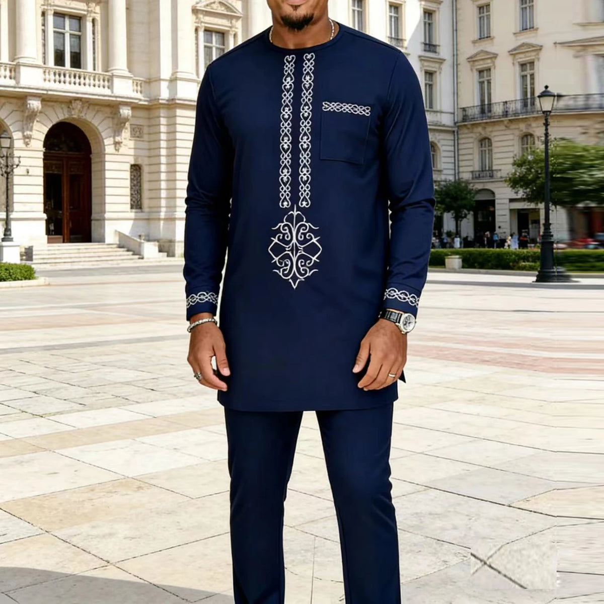 Ensemble 2 Pièces Homme Style Africain Broderie Tuxedo – CLEVI Paris