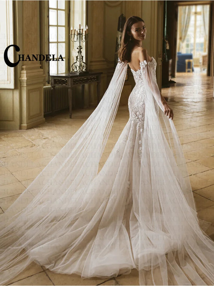 Robe de mariée sirène en tulle col cœur – CLEVI Paris