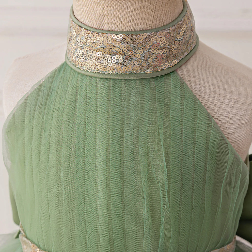 Robe cérémonie fille à paillettes et nœud – CLEVI Paris