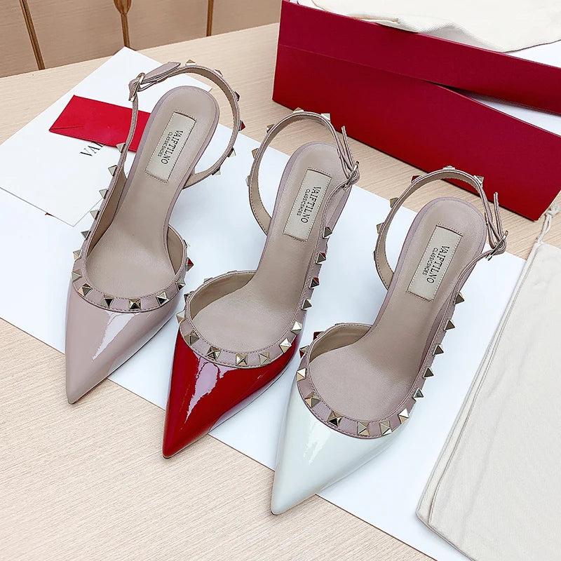 Escarpins ouverts femme à bride et rivets – CLEVI Paris