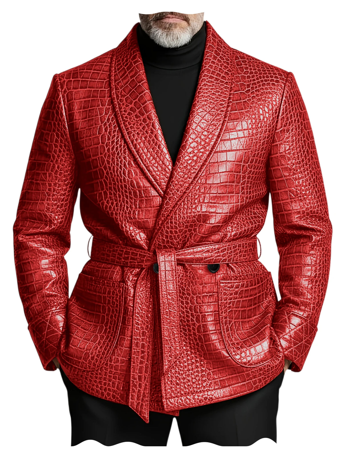 Blazer homme ceinturé à motif crocodile – CLEVI Paris