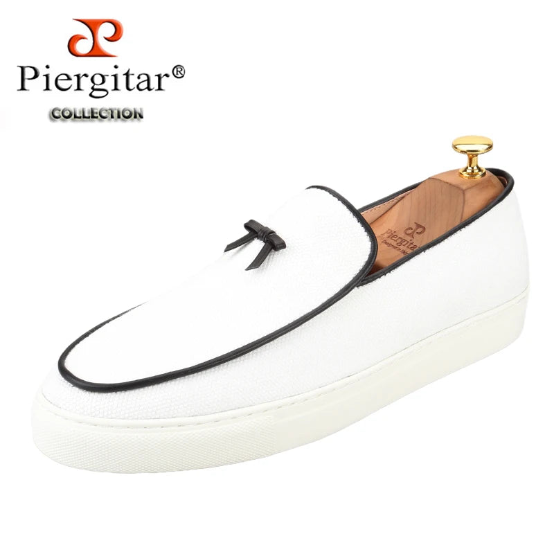 Loafers Slip-On Toile Ivoire Semelle Rehaussante Homme – CLEVI Paris