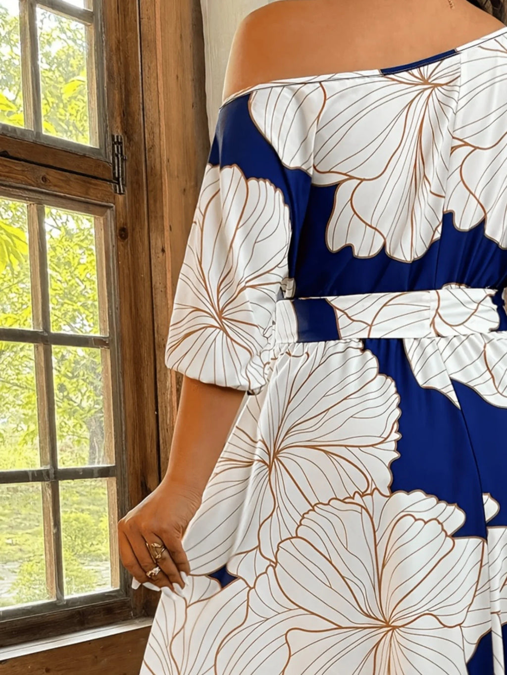 Robe Femme Grande Taille Épaules Dénudées Imprimé Floral Multicolore Bohème – CLEVI Paris