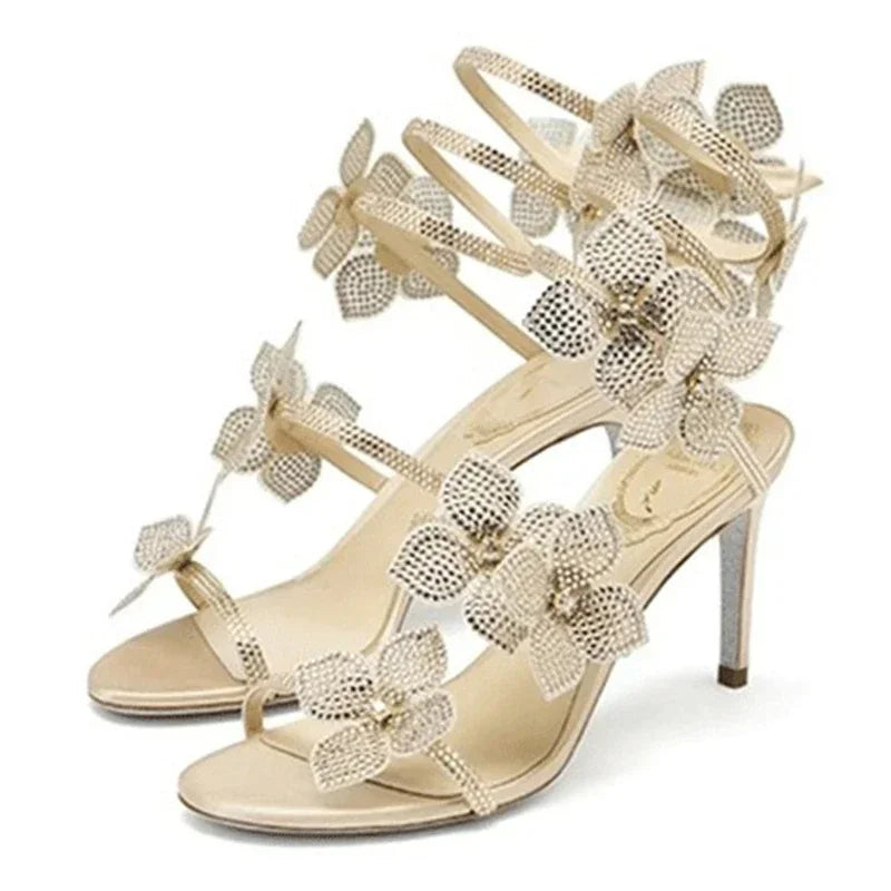 Escarpins Femme Talon Aiguille Cristal Bride Cheville Style Sexy – CLEVI Paris