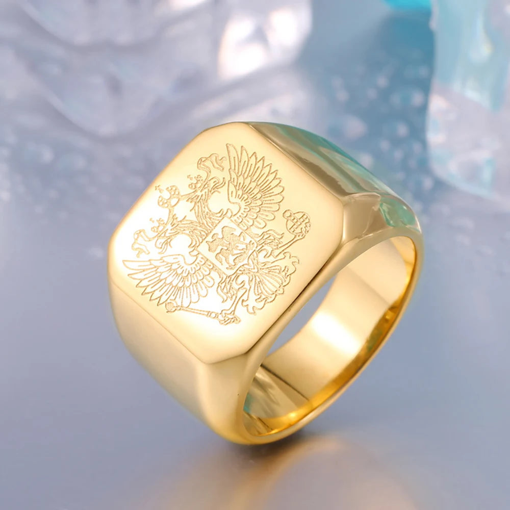 Bague double aigle en acier 316L – CLEVI Paris