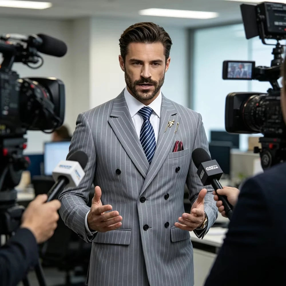 Costume homme rayé 2 pièces, double boutonnage – CLEVI Paris
