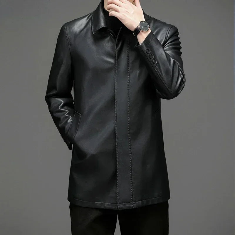 Veste mi-longue homme en croûte de cuir – CLEVI Paris